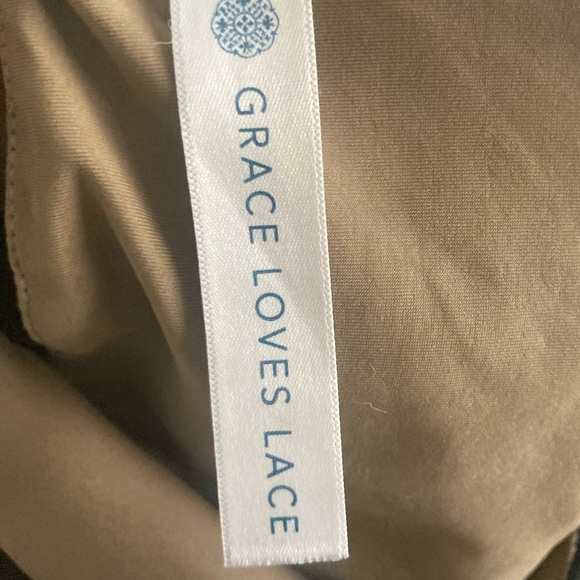 Grace Loves Lace discontinued stretch bridal midi gown ivory lace and tan liner - Picture 7 of 9